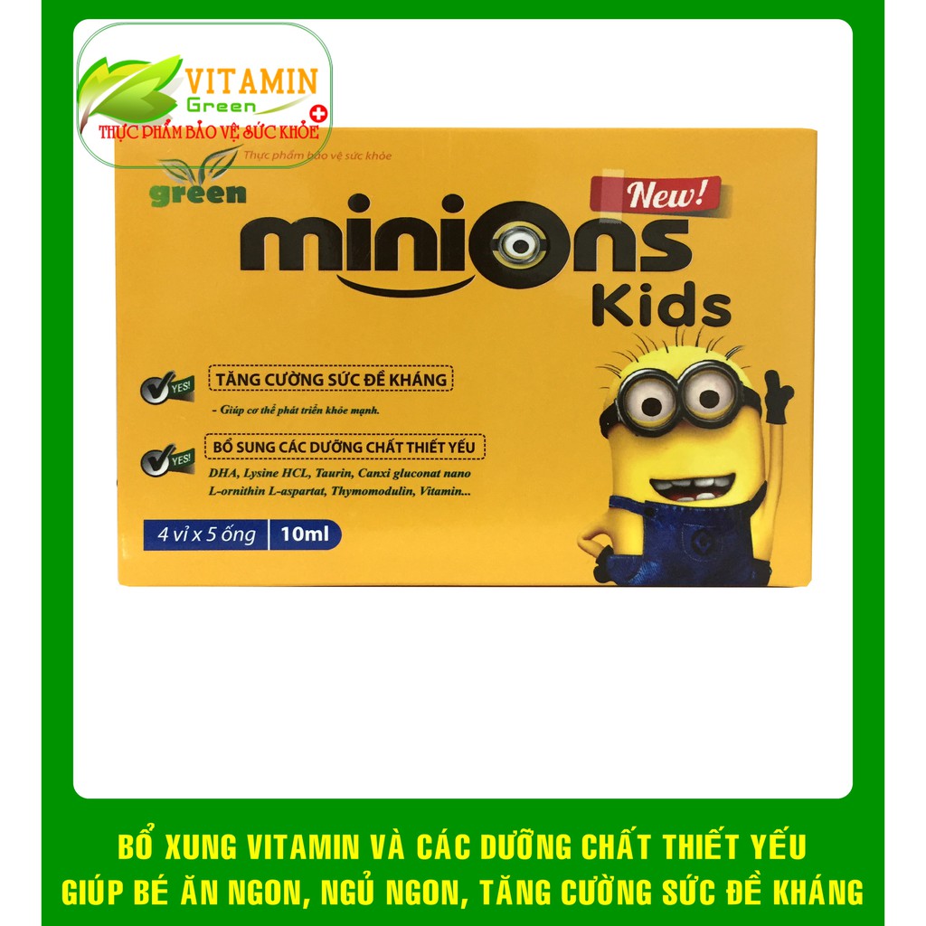 MINIONS KIDS GIÚP BÉ ĂN NGON, NGỦ NGON, TĂNG CƯỜNG SỨC ĐỀ KHÁNG 20 ỐNG