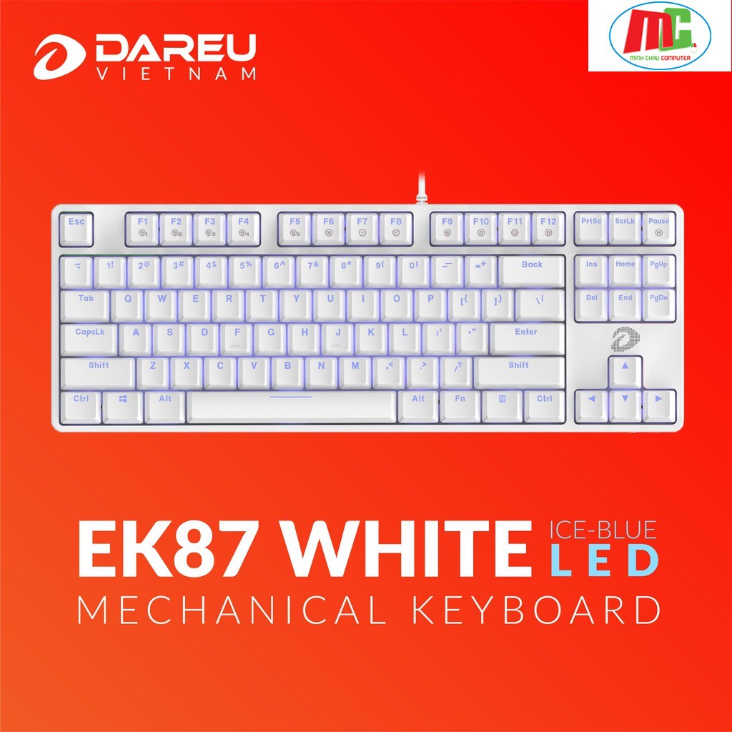 Bàn Phím Cơ Dareu EK87 White (Blue/Brown/Red Switch)