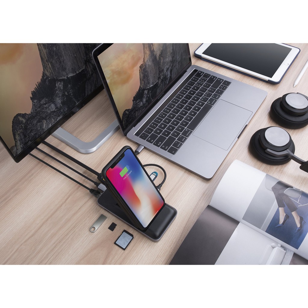 Đế sạc kiêm cổng chuyển HyperDrive 7.5W Wireless Charger Usb-C Hub