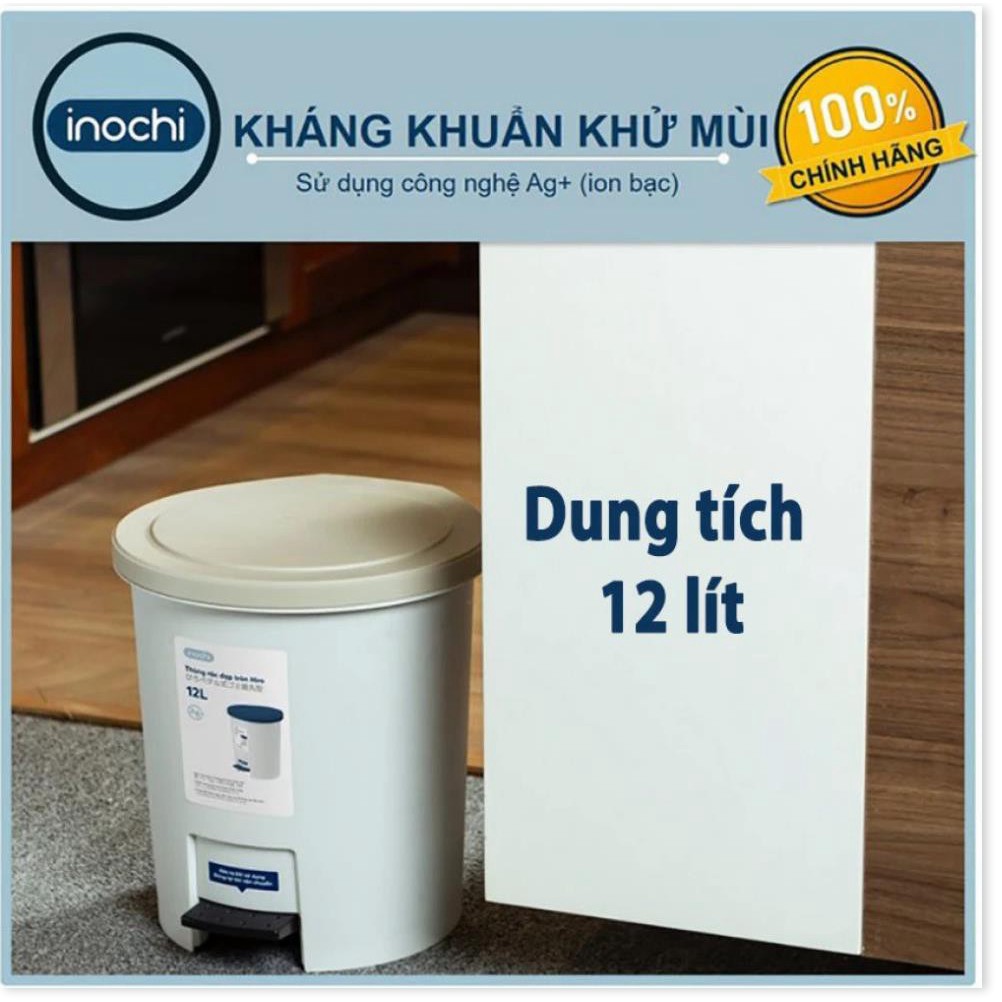 Thùng Rác Nhựa , Đạp Chân Nắp Tròn inochi 12 Lít Sọt Rác Văn Phòng mini thông minh THRT