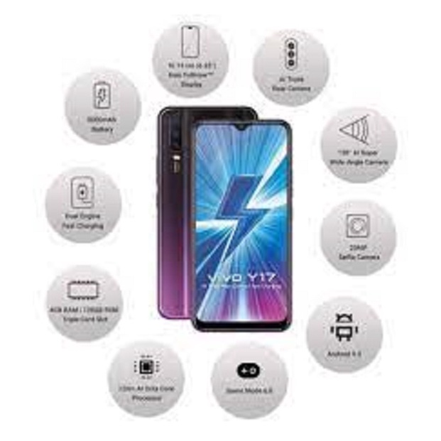 điện thoại Vivo Y17 Chính Hãng, 2sim ram 8G/256G, Pin 5000mah, Camera sắc nét, Chiến Game Nặng mượt - TNN 06