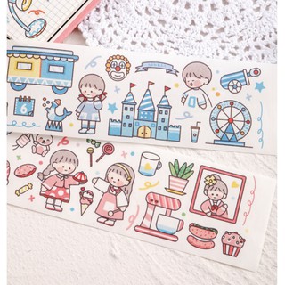 Bộ 1 Tấm Hình Dán Trang Trí Xinh Xắn Theo Chủ Đề Masking & Sticker 65MM*39CM