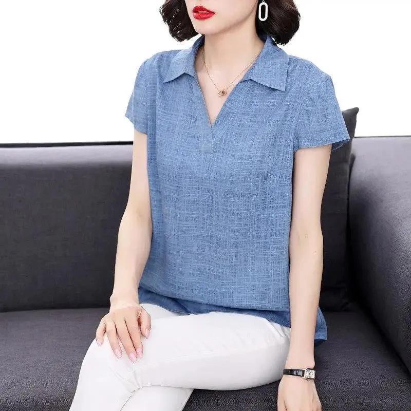 Áo Sơ Mi Vải Lanh Cotton Mỏng Dáng Rộng Che Khuyết Điểm Thời Trang Cho Nữ