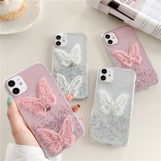 Dành Cho Samsung Galaxy S24 S23 S22 S21 S20 FE Ultra S10 Note 10 20 Ultra Plus Note10 Lite Bling Vỏ Điện Thoại Mềm Hoạt Hình Ren Bướm Mặt Sau Full Cover