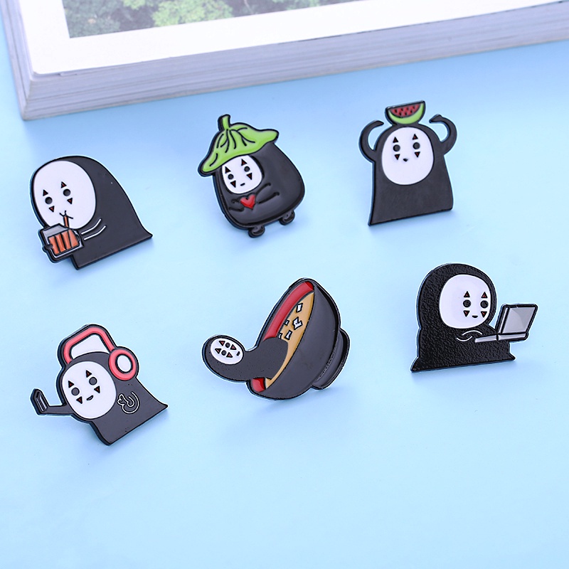 Pin cài áo ghibli vô diện Kaonashi anime Vùng đất linh hồn - GC246