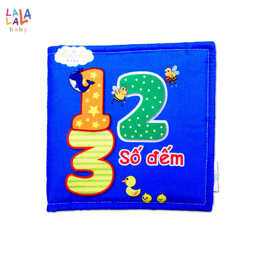 Combo 2 cuốn sách vải Lalala Baby kích thích đa giác quan, kích thước 15x15cm 12 trang (Số đếm, chữ cái) cho bé 0 - 4