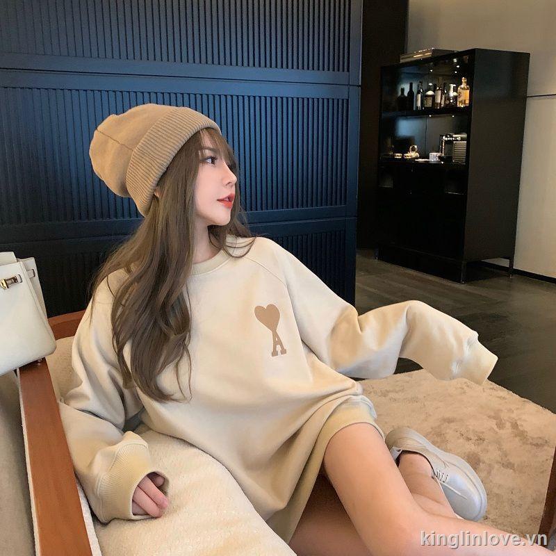 ❤Nước hoa quà tặng❤Áo Sweater Tay Dài Cổ Tròn Form Rộng Kiểu Dáng Mới