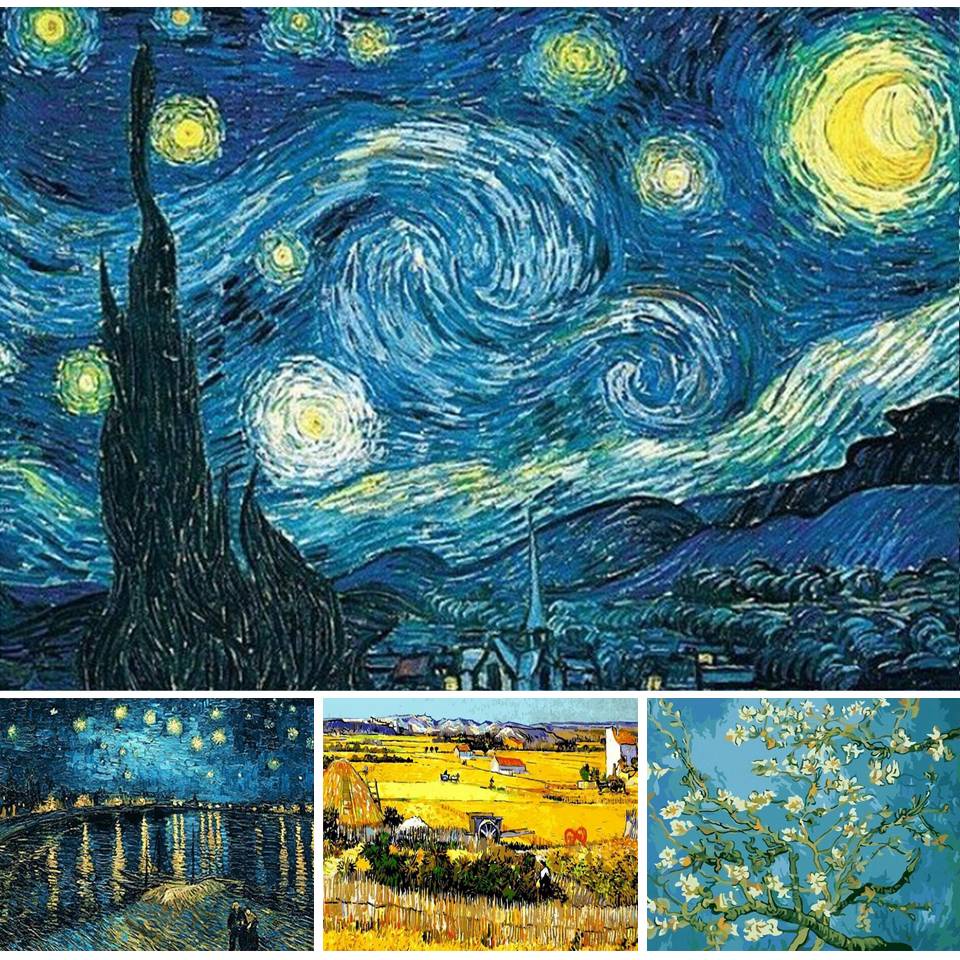 Bộ Tranh Đính Đá 5d Họa Tiết Tranh Van Gogh Độc Đáo Diy