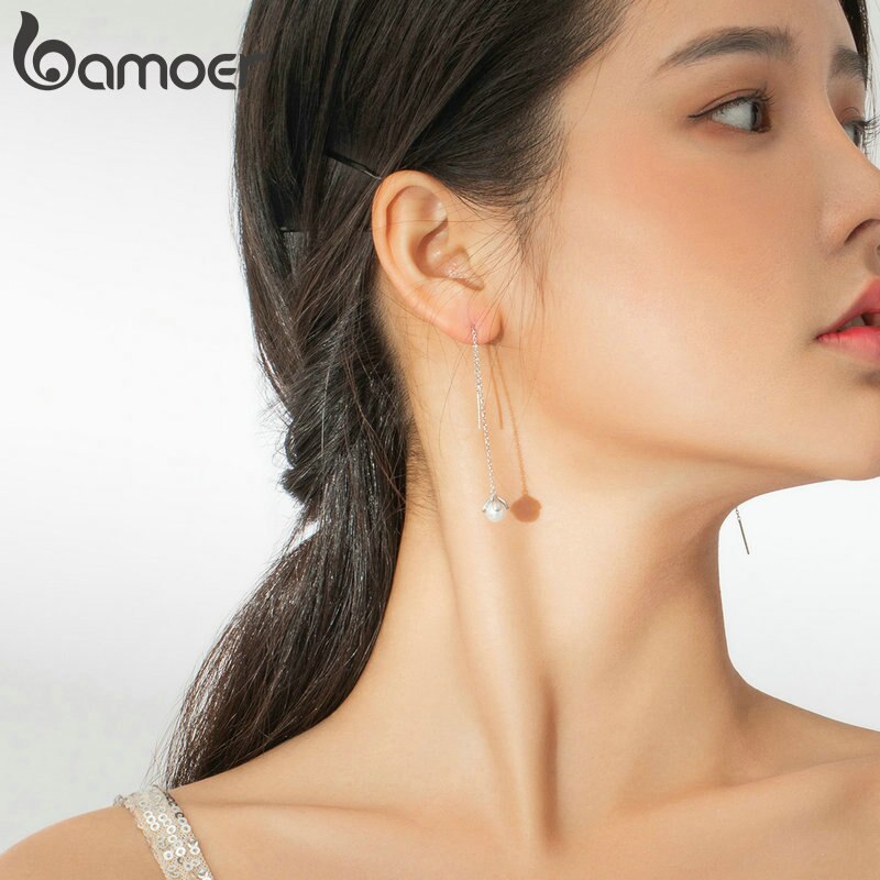 BAMOER Bông Tai Dáng Dài Bằng Bạc 925 BSE373 Thời Trang Sang Trọng Cho Nữ