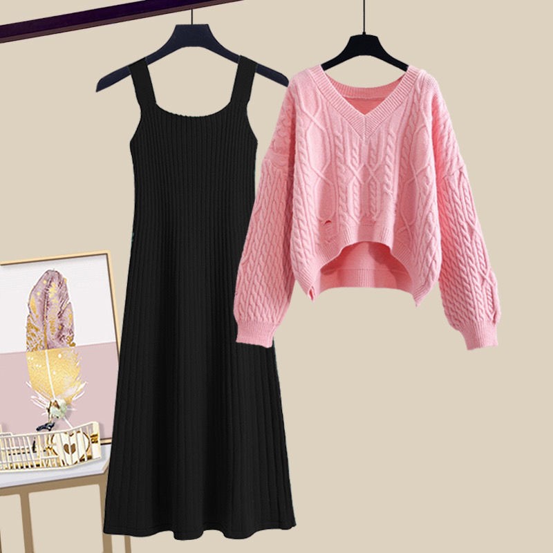 Set áo len tay dài kèm chân váy thời trang cho bé gái