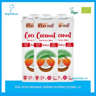 Combo 3 hộp sữa dừa hữu cơ Ecomil không đường 1l