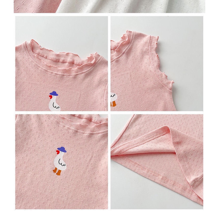 [Babycat] Hàng Có Sẵn Áo Sát Nách Cotton Phối Lưới Mỏng Thoáng Khí Phong Cách Nhật Bản Hàn Quốc Cho Bé Gái Mặc Trong Hàng Ngày