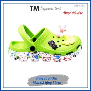 dép cross xanh lá vảy sơn đế lượn sóng💖FREESHIP💖dép cross bít đầu DUV09