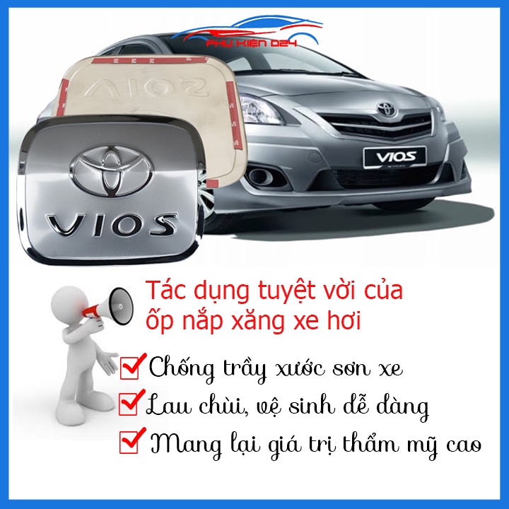 Ốp nắp bình xăng Vios 2008-2009-2010-2011-2012-2013 mạ crom chống trầy trang trí ô tô