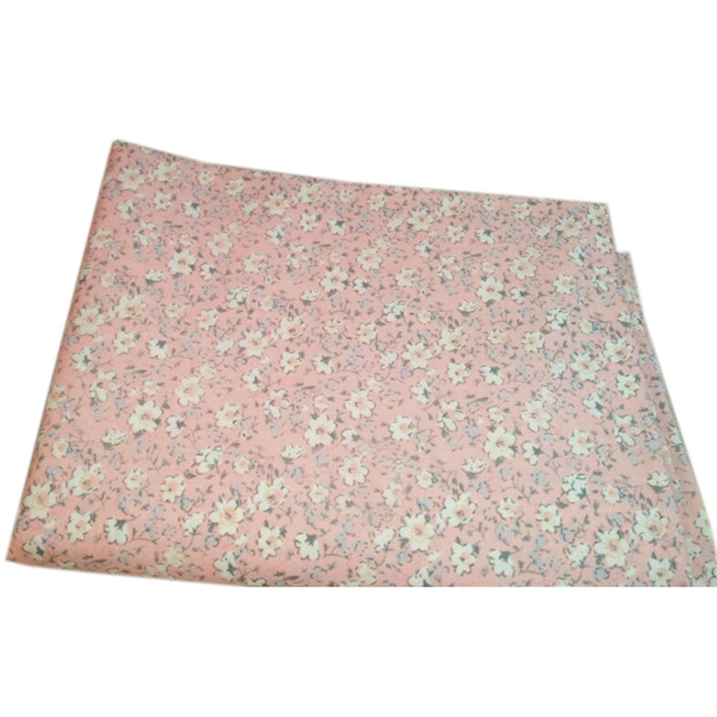 Vải cotton hoa tông màu hồng dùng làm thủ công