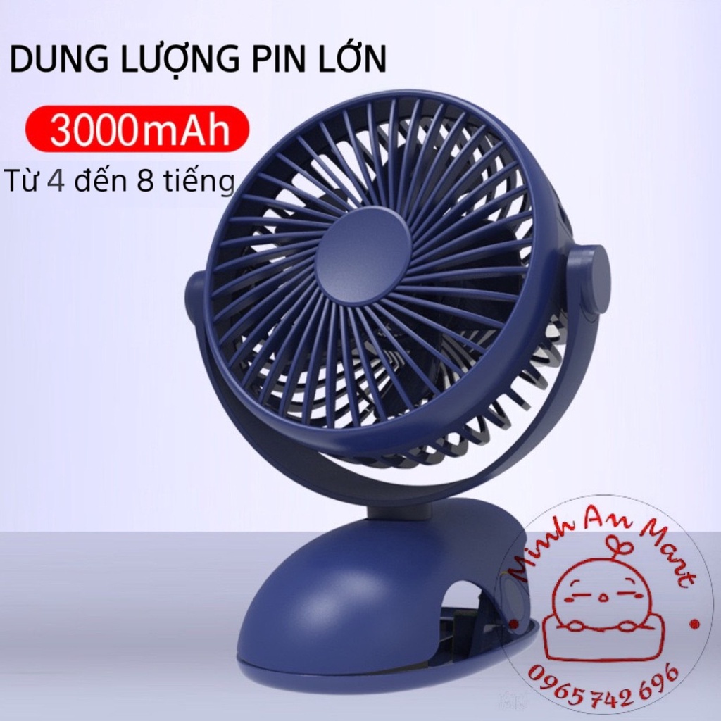quạt mini tích điện kẹp bàn, xe đẩy pin trâu 10.000mah bảo hành chính hãng 12 tháng