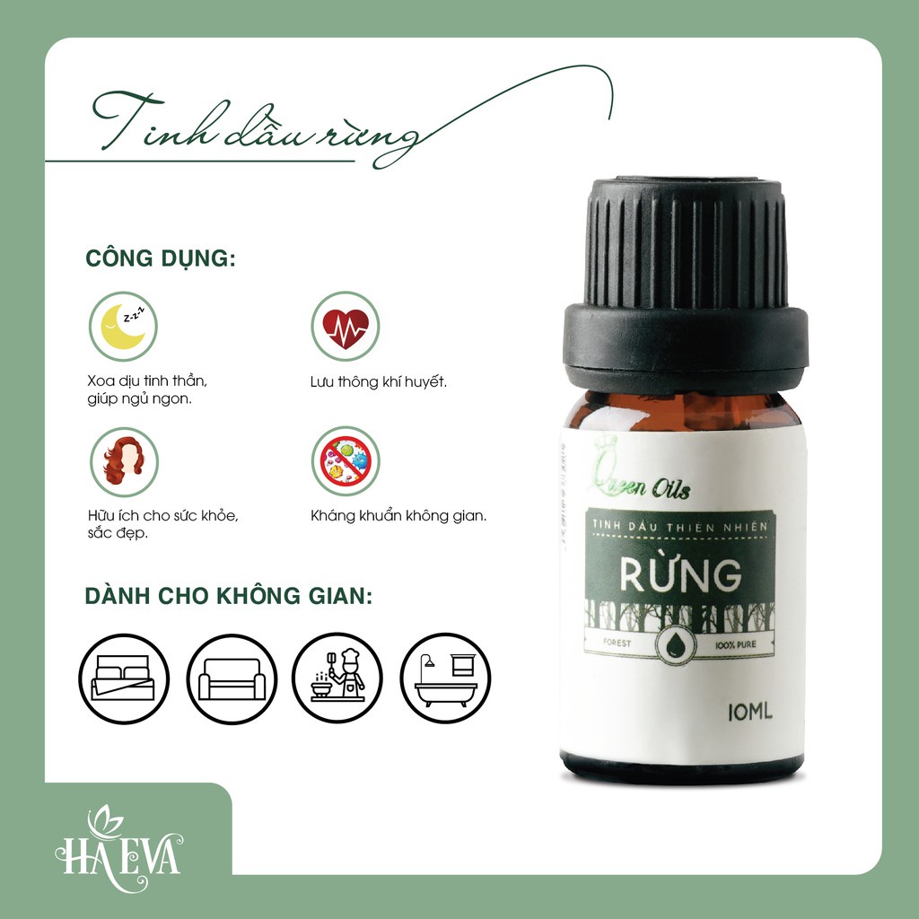 Tinh dầu xông Hương Rừng Queen Oils Cao Cấp, 100% Thiên Nhiên, giúp khử mùi, thanh lọc không khí, Chai 100ml - 1000ml