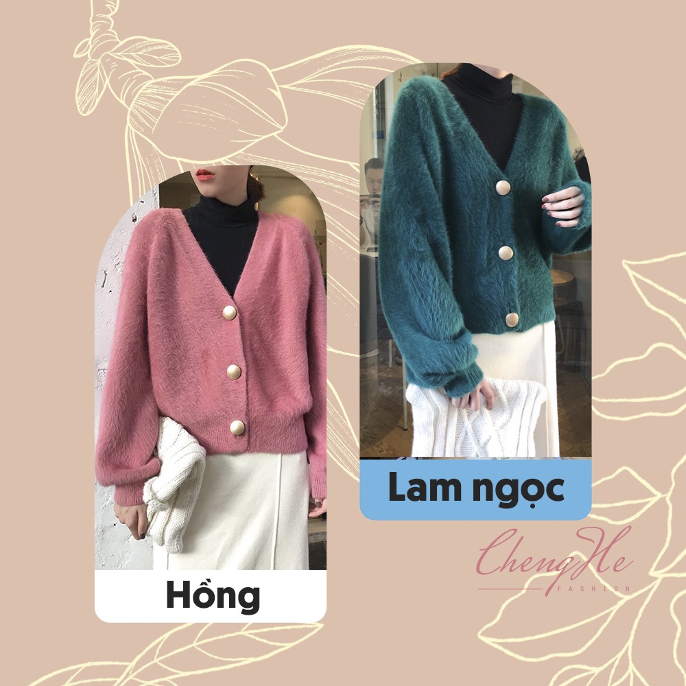 Áo khoác Cardigan len lông dáng lửng cài cúc tay bồng dễ thương A00083 | BigBuy360 - bigbuy360.vn