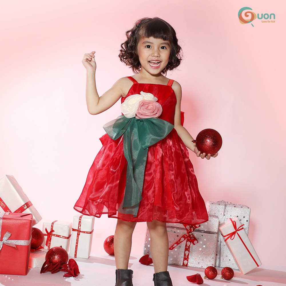 Đầm công chúa bé gái 6-11kg vải voan cao cấp Linh Ngân màu hồng - GUON