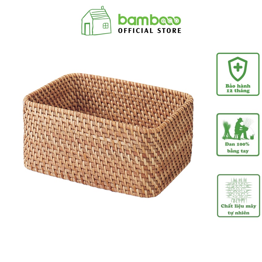 [Mã INCU20 giảm 20K đơn 150K] Giỏ mây đan đa năng BAMBOOO ECO rổ đựng đồ tiện ích trang trí decor