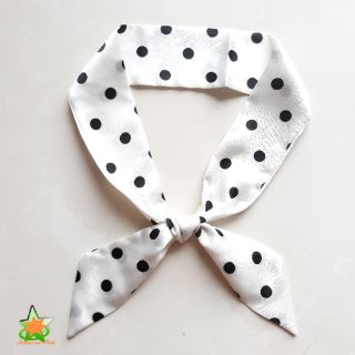 Khăn turban-  khăn lụa dài chấm bi D590F