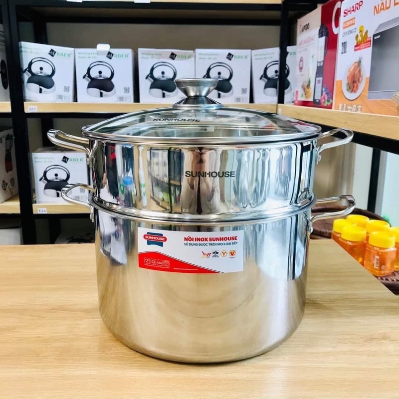 Bộ nồi xửng inox bếp từ  SUNHOUSE SHG104-28, SHG507-24, SHG507-28 (DÙNG MOI LOẠI BẾP)