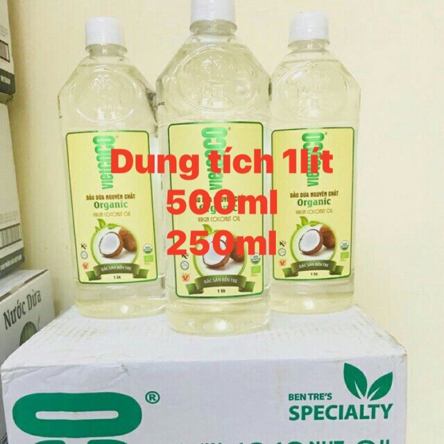 Dầu dừa nguyên chất Organic dung tích 1000ml, 500ml, 250ml