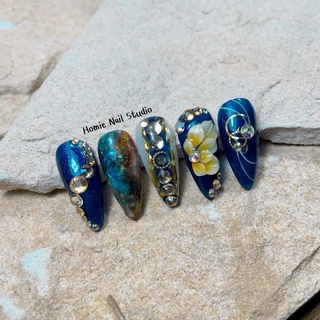 hoa cúc vẽ, hoa bột nail gắn móng