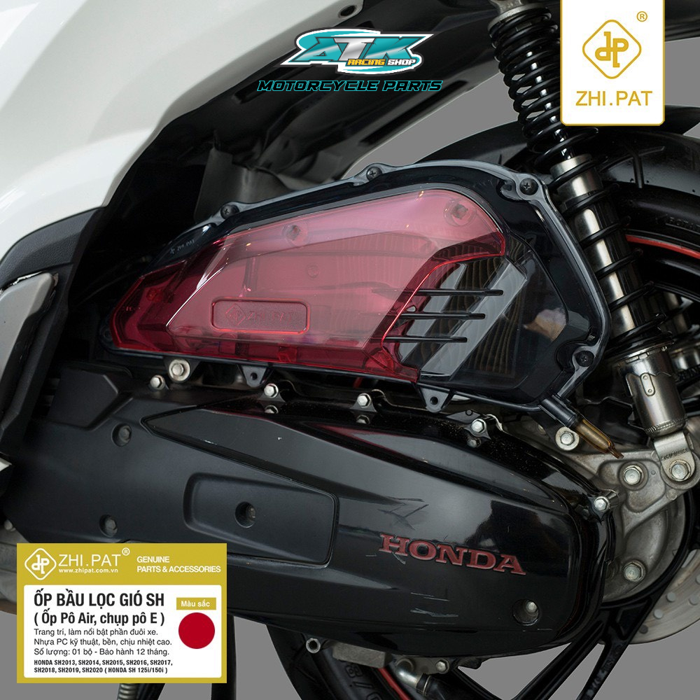 Ốp pô e bầu lọc gió ZHI.PAT dành cho xe HONDA SH 2013 đến 2022 đủ màu sắc chất liệu nhựa kỹ thuật, cứng, bền bỉ