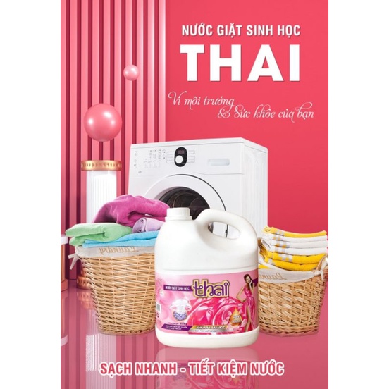 Nước Giặt Sinh Học THAI, Màu Hồng Hương Comfort Khử Mùi Hiệu Quả, Can 3,6L