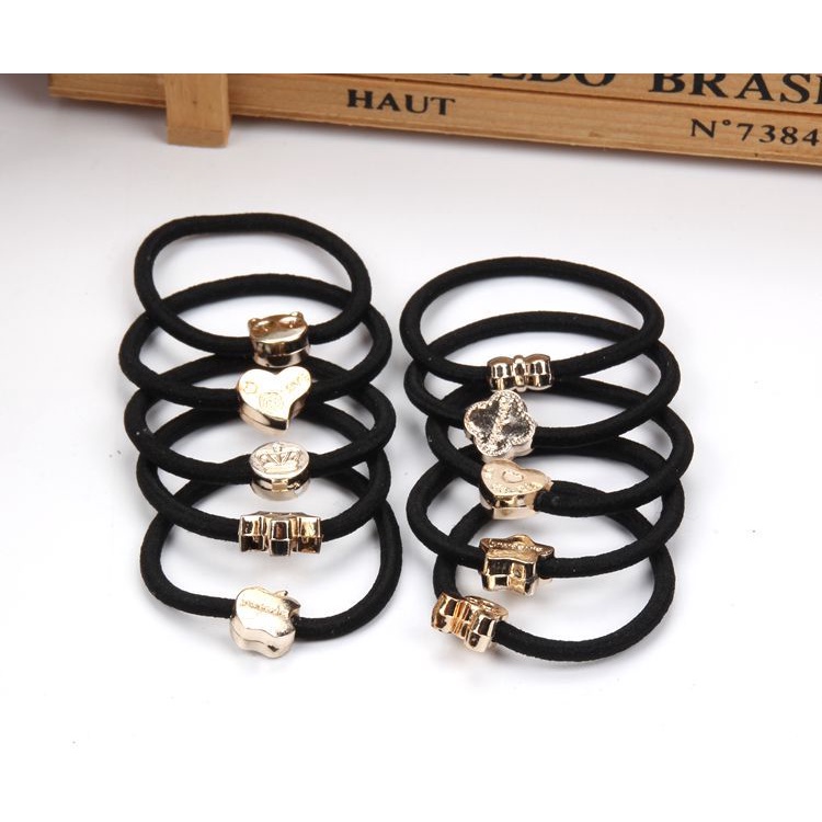 Dây Cột Tóc Đính Bóng Lông Vàng Phong Cách Hàn Quốc Mới