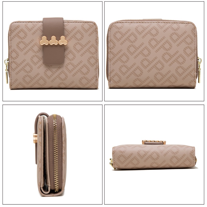 Ví Da PU Dáng Ngắn Phối Khóa Kéo Thời Trang Cho Nữ Giá Đỡ