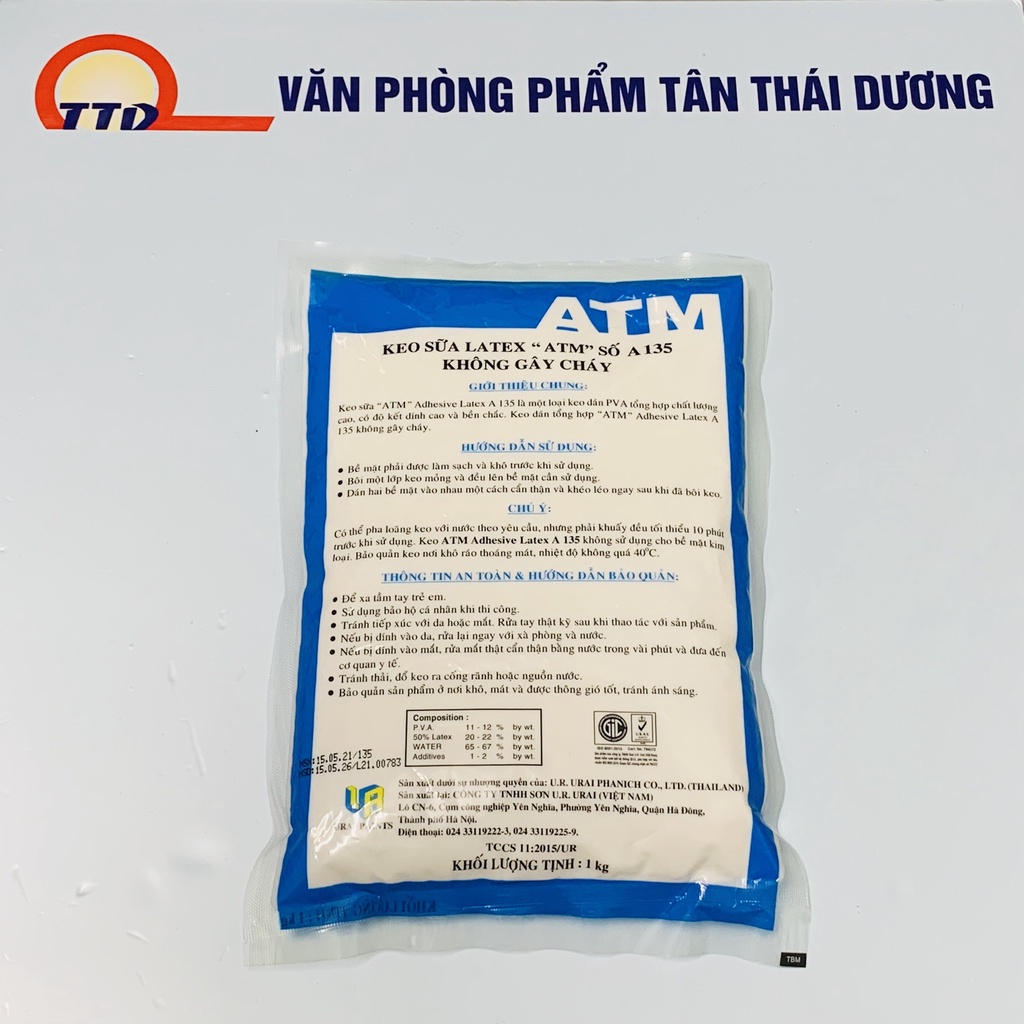 Keo sữa Latex ATM 135 Dán Gỗ, Ván, Giấy, Simili, Tường Bịch 1Kg