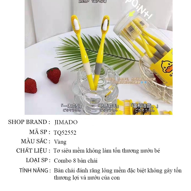 Bàn chải đánh răng cho bé 1 tuổi 2 tuổi combo 8 bàn chải vịt hãng GDUCK lông nano 5d siêu mảnh siêu mềm JIMADO S430