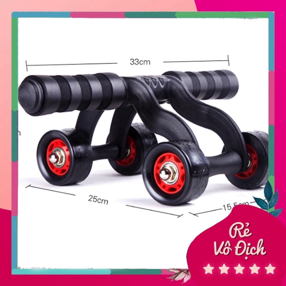 Con lăn tập cơ bụng 4 bánh cỡ lớn cao cấp - Tặng kèm Thảm lót - OPE Mart