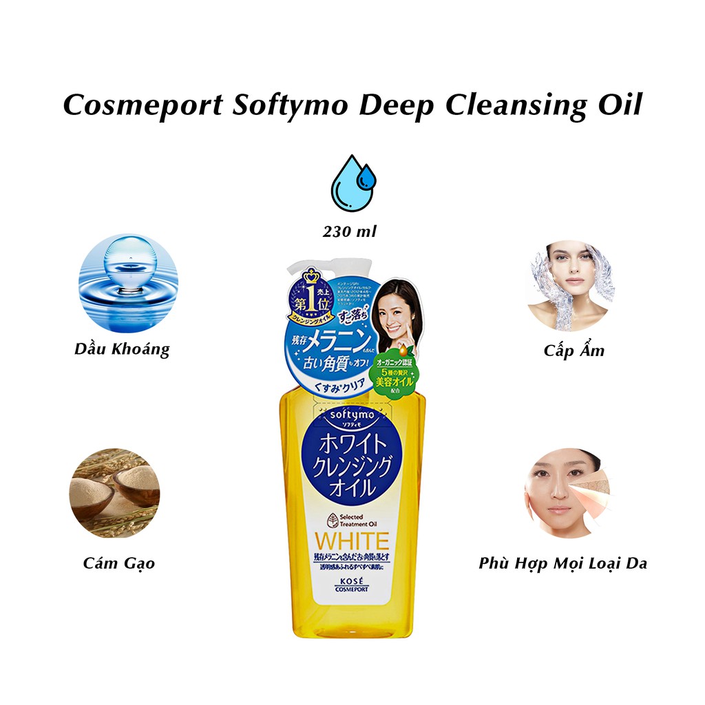 [NHẬT BẢN] Dầu Tẩy Trang Kose Softymo White Cleansing Oil (230ml)