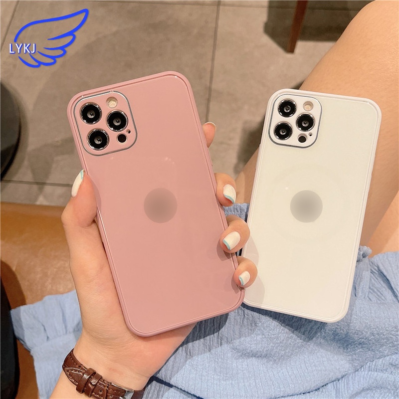 Ốp Điện Thoại Mặt Kính Viền Thẳng Chống Sốc/Thấm Nước Cho iPhone 13 11pro xs xr max 13promax 7p/8p