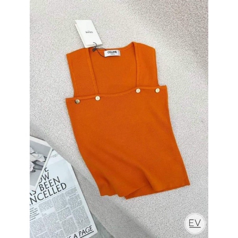 ÁO LEN CỔ VUÔNG ĐÍNH KHUY HÀNG QCL1, ÁO BA LỖ LEN ÔM TÔN DÁNG MS17662