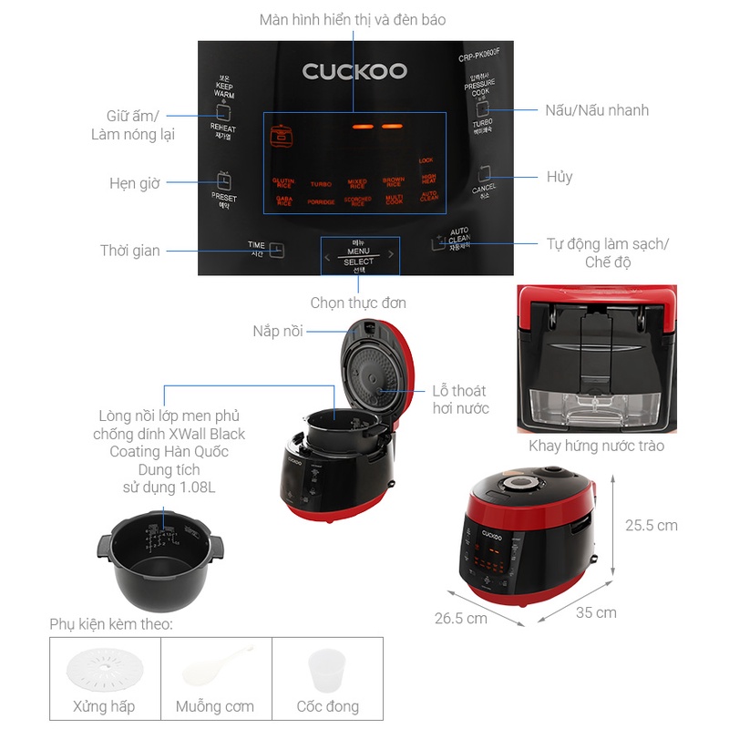Nồi cơm điện Cuckoo CRP-PK0600F 1.08 lít