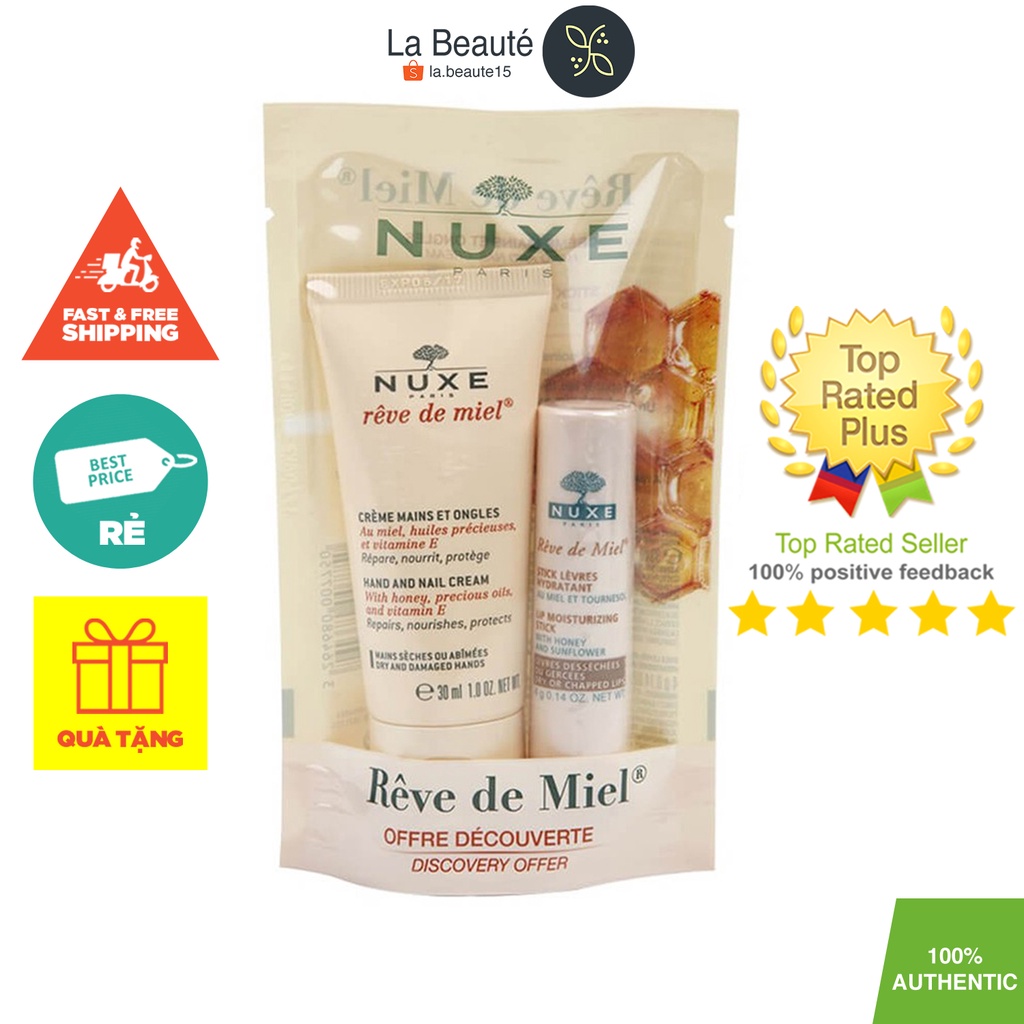 Set Kem Dưỡng Tay Và Son Dưỡng Nuxe