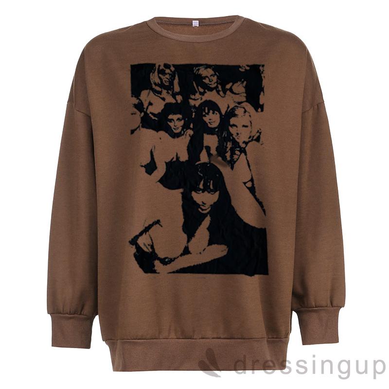 Áo Thun Tay Dài Cổ Tròn In Hình Chân Dung