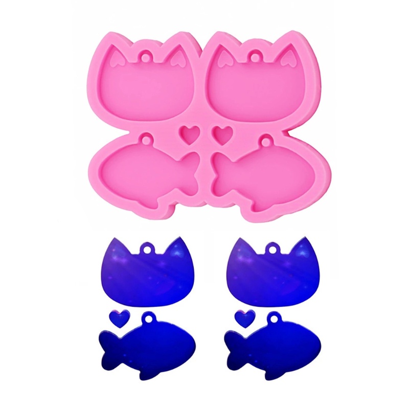 Khuôn silicone tạo hình làm móc khóa hình mèo dễ thương
