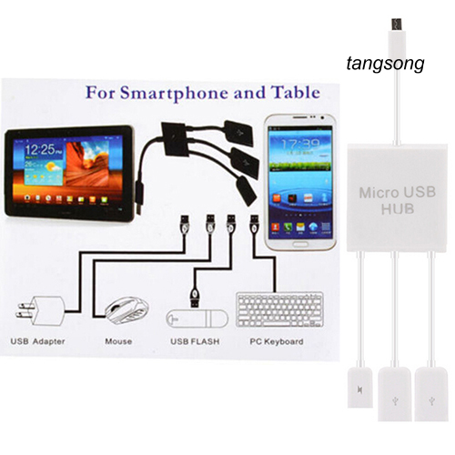 Cáp Chuyển Đổi Ts-3 In 1 Micro Usb Hub Otg Male Sang Female Dual Usb 2.0 Cho Samsung