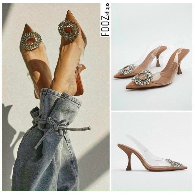 Zara mũi đá hở hậu full box tem 500k full box full size : 35-38