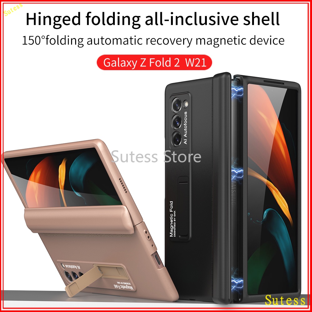 Ốp điện thoại PC cứng từ tính dạng gập có giá đỡ bảo vệ toàn diện 360 độ cho Samsung Galaxy Z Fold 2 5G