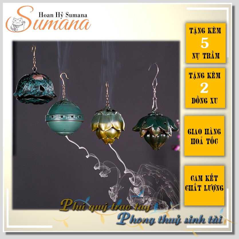Bông Sen Treo Đèn Led Tiểu Cảnh Phụ Kiện Trang Trí Thác Khói Trầm Hương, Thác Nước Phong Thuỷ