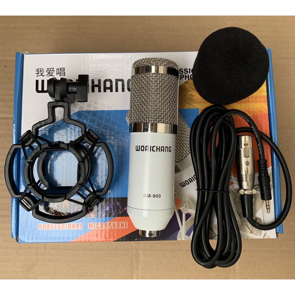 Micro Thu Âm Woaichang BM 900 trắng sữa được nâng cấp chất âm và độ nhạy