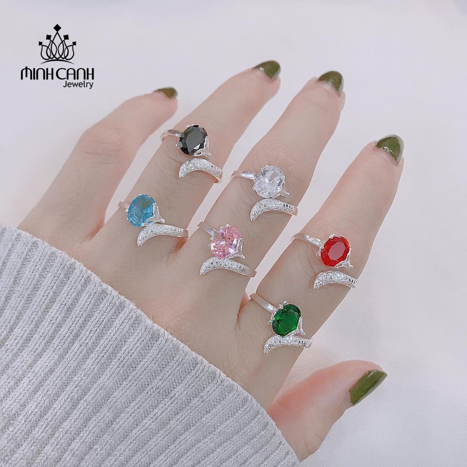 Nhẫn Bạc Hồ Ly Phong Thủy Đính Đá Đủ Màu - Minh Canh Jewelry