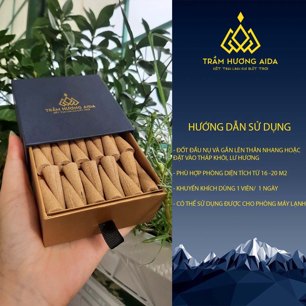 Nhang nụ TRẦM HƯƠNG AIDA cao cấp Tự Nhiên Thơm Sạch 100%  không hóa chất - 66 viên/ 1 hộp