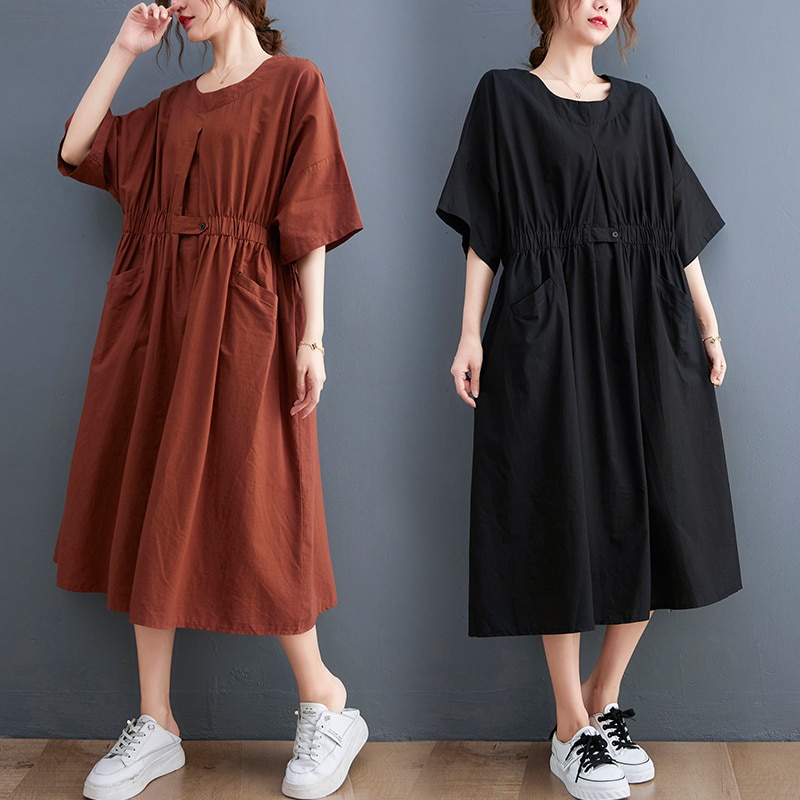 Đầm Dáng Rộng Plus Size 3228 5XL Thời Trang Mùa Hè Cho Nữ 35 45 55 Tuổi